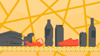 Recycling staff remove -by hand - contaminants like plastic bags and car batteries