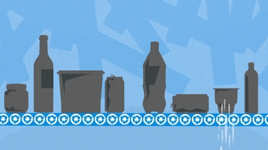 Recycling Optical senses detect the different types of plastic and use jets of air that push them into separate collection areas